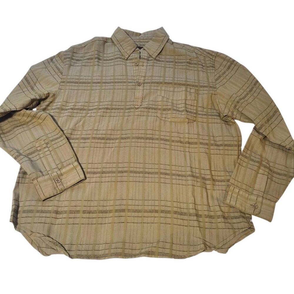 Weekendz off long sleeve henley wheat stripe shirt L